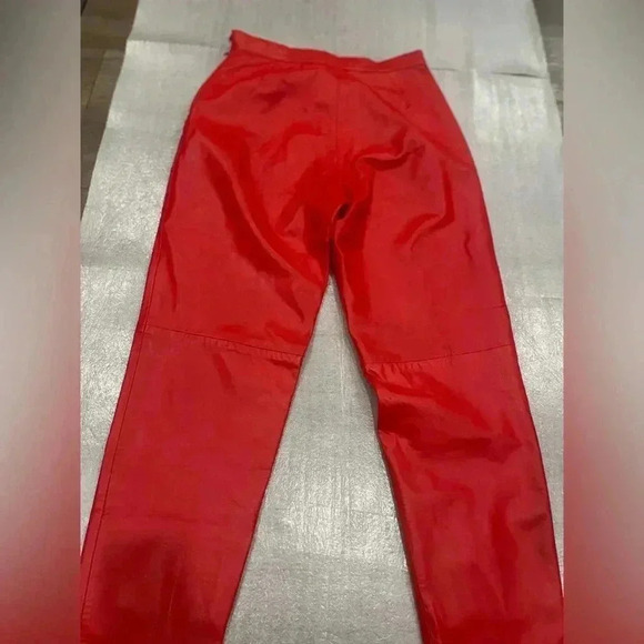 [L/XL]Vintage The Leather of Boutique Red  Lamb Leather Pants- NWOT - Picture 6 of 10